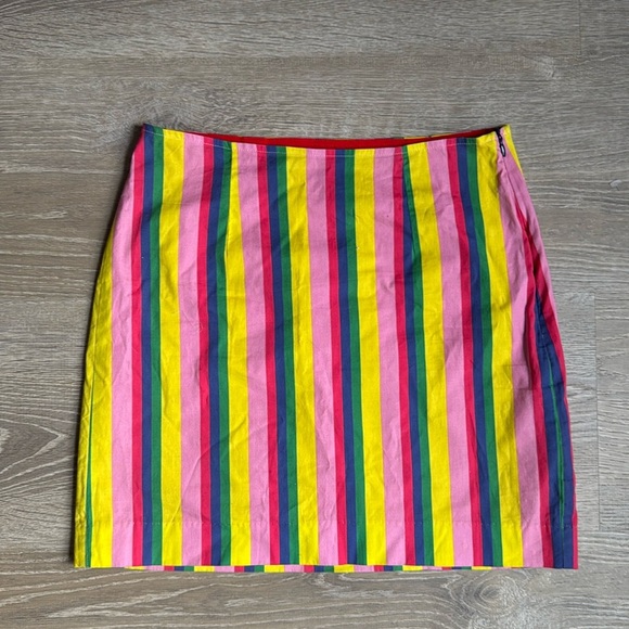 STAUD Panda Rainbow Stripe Cotton Mini Skirt 2 - Picture 3 of 10